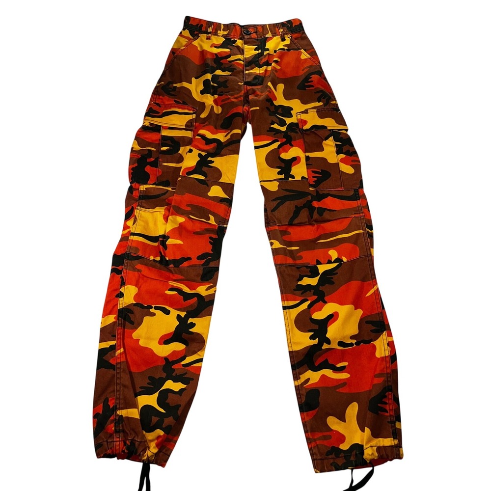 Rothco BDU Cargo Pants Men's XS 25x31.5 Orange Yellow Camo Tactical‎ Streetwear